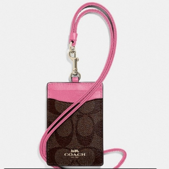 Coach Accessories - COACH ID Lanyard Badge ID Holder Brown/Pink